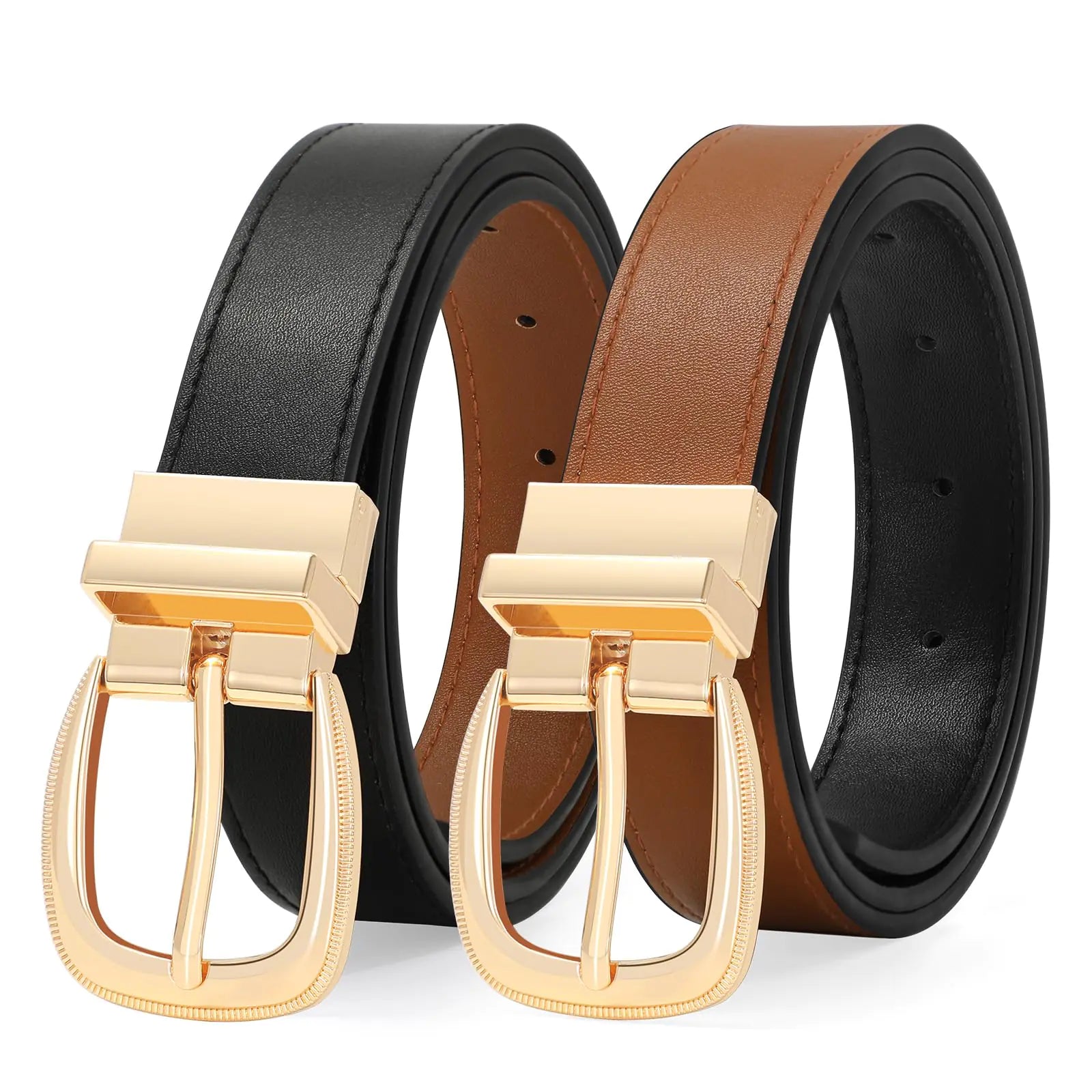 VONMELLI Reversible Leather Belt for Women Jeans Pants Fashion Belt Women for Dress Ladies Belt Black Brown XL