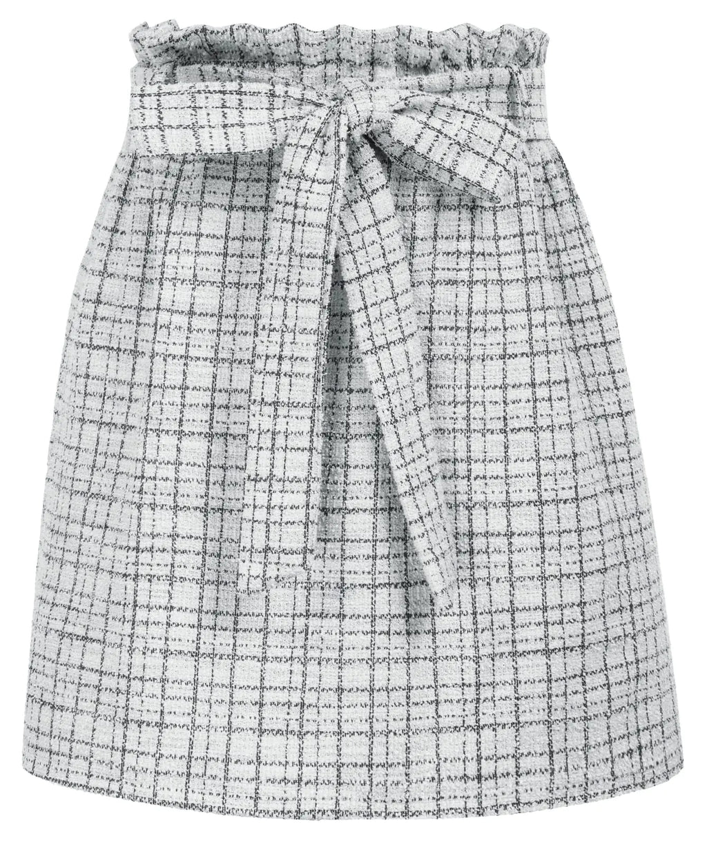 KANCY KOLE Women Skirt Short Elastic Waist Tweed Mini Skirts for Everyday Wear White XXL