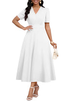 EleganceUP Women's Midi Cocktail Dress V-Neck 2025