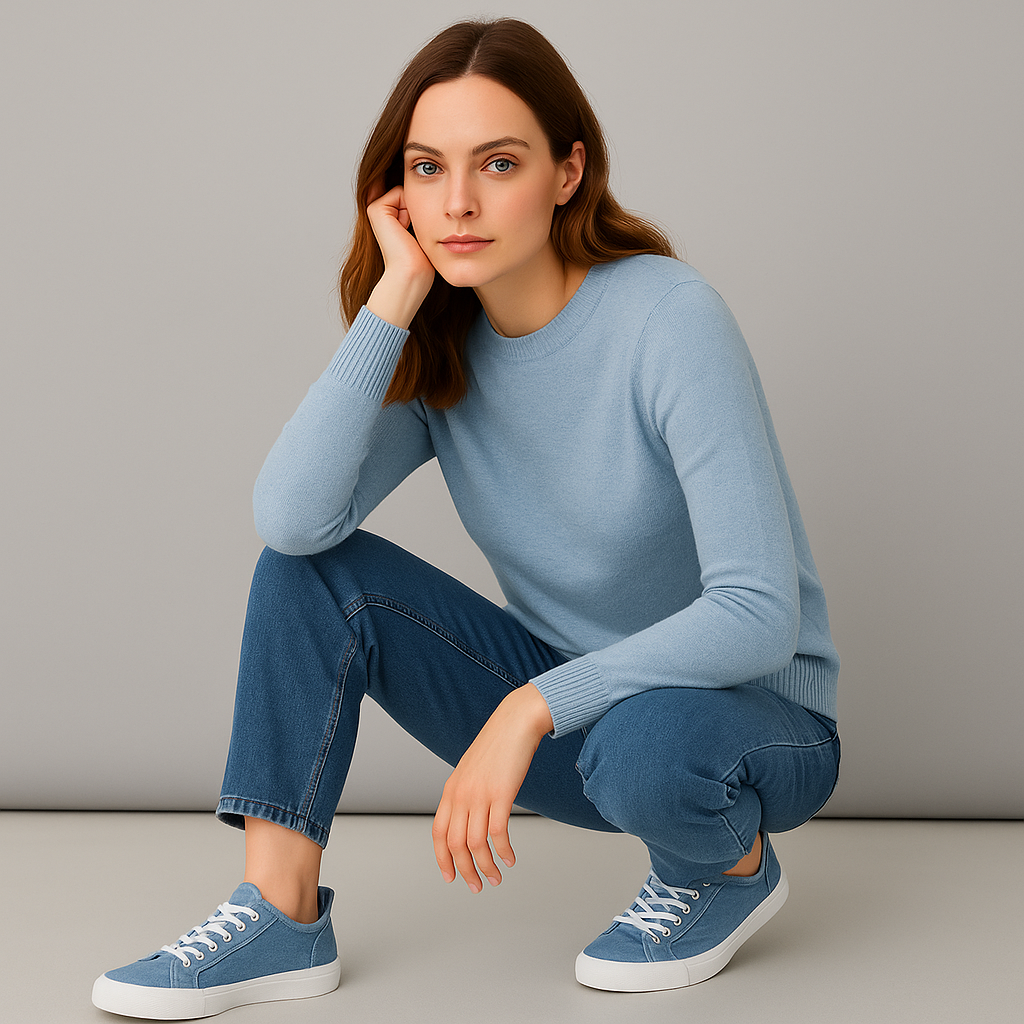 The Fashion Supply Skylar Canvas Womens Sneakers - Canvas Shoes for Women Sneakers Comfortable Sneakers for Women Light Denim 10