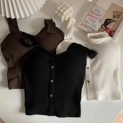 Cute Sleeveless Cropped Tank Top for Women (Single Item)