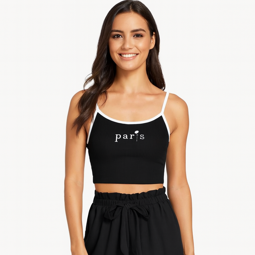 Rose Embroidered Sleeveless Crop Top for Women