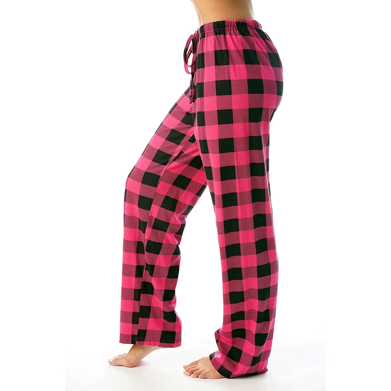 Plaid Pajama Pants Women Comfy Elastic Waist Wide Leg Lounge Pants Loose Fit Casual Sleepwear Drawstring Pj Pants Womens Wide Leg Lounge Pants Womens Comfy Pants Women Womens Pajama Bottoms Women
