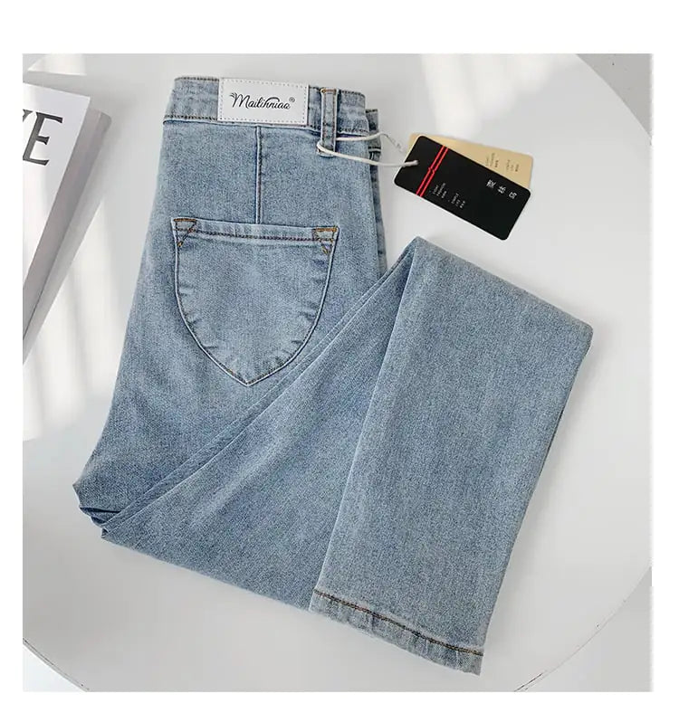 High Waist Stretch Jeans for Women - Tight Fit Pants